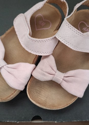 H&M Pembe Süet Fiyonklu Kız Çocuk Sandalet