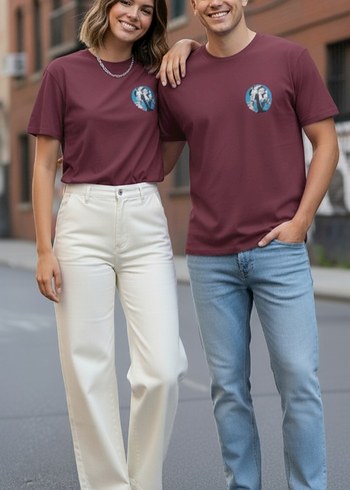 U.S Polo Assn. %100 Pamuk Bordo Baskılı Uniseks Tişört, Kısa Kollu, Regular Fit