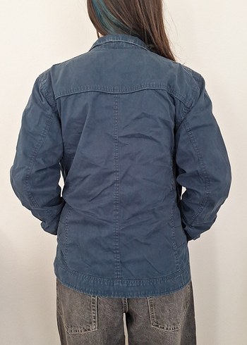 s Beden lacivert Renk Kadın Lacivert Pamuklu Denim Ceket