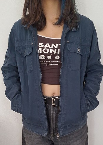 Kadın Lacivert Pamuklu Denim Ceket
