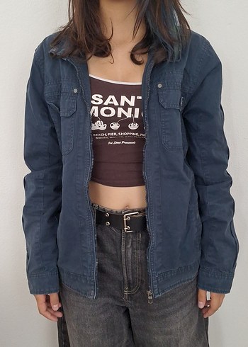 s Beden Kadın Lacivert Pamuklu Denim Ceket