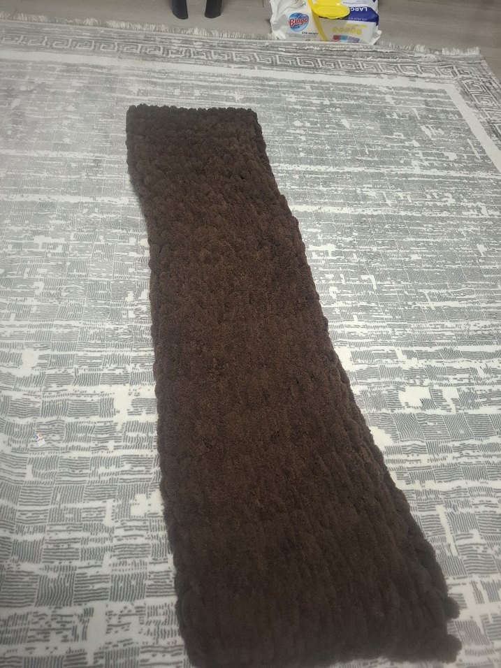 Kadın Kahverengi Örgü Şal - Görsel 2