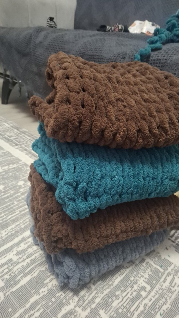 Kadın Kahverengi Örgü Şal - Görsel 3