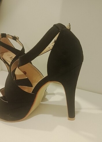 Deichmann Süet siyah topuklu ayakkabi