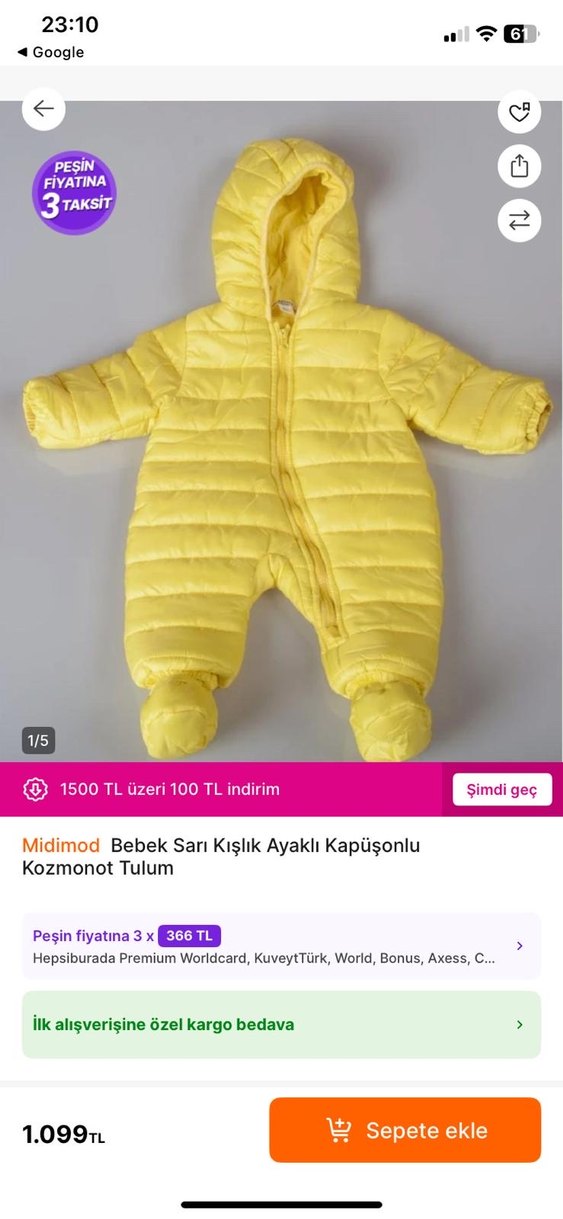 Parlak Sarı astronot Bebek  Tulumu Fermuarlı - Görsel 5