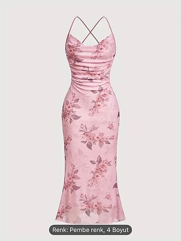 Pembe midi elbise