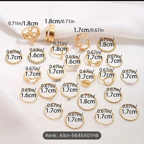  Beden 24 adet çelik yüzük