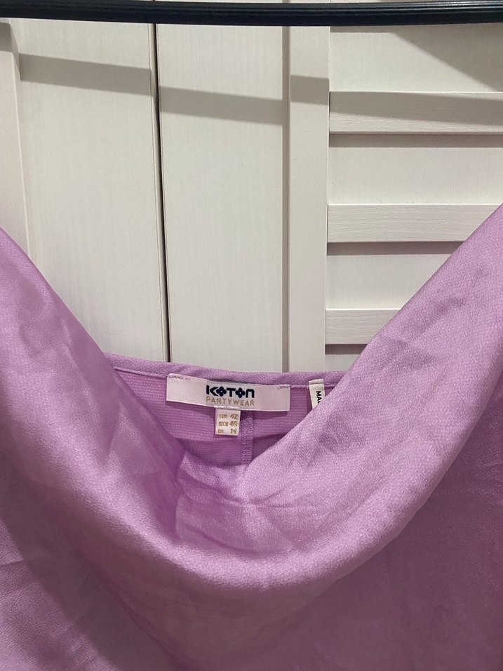 Mor V Yakalı Askılı Kadın Bluz - Görsel 2