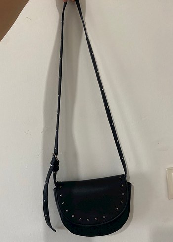 Siyah Deri Tokalı Gotik Kadın Çanta - Görsel 2