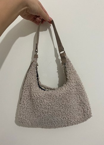 Bej Kürklü Kadın Omuz Çantası - Görsel 2