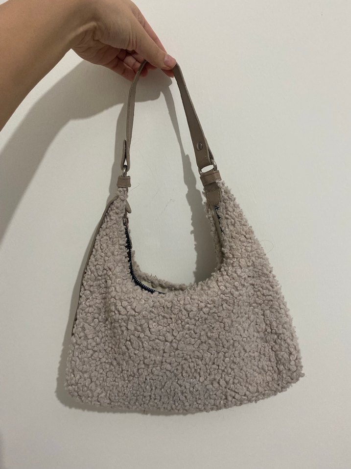 Bej Kürklü Kadın Omuz Çantası - Görsel 2
