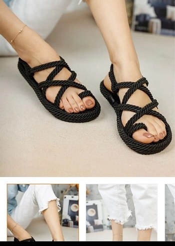 Siyah Minimalist Bohem Stiletto Topuklu Sandalet 1 kez giyildi