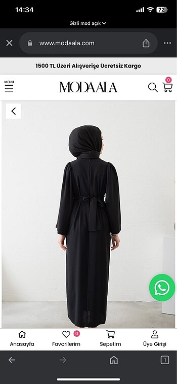 42 Beden siyah Renk Tesettür elbise