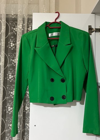 Düğmeli Yeşil Midi Kadın Blazer