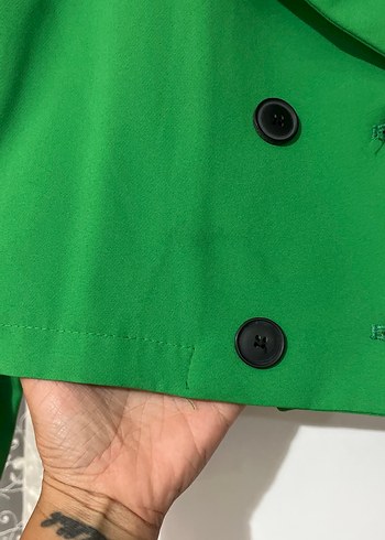 Diğer Düğmeli Yeşil Midi Kadın Blazer