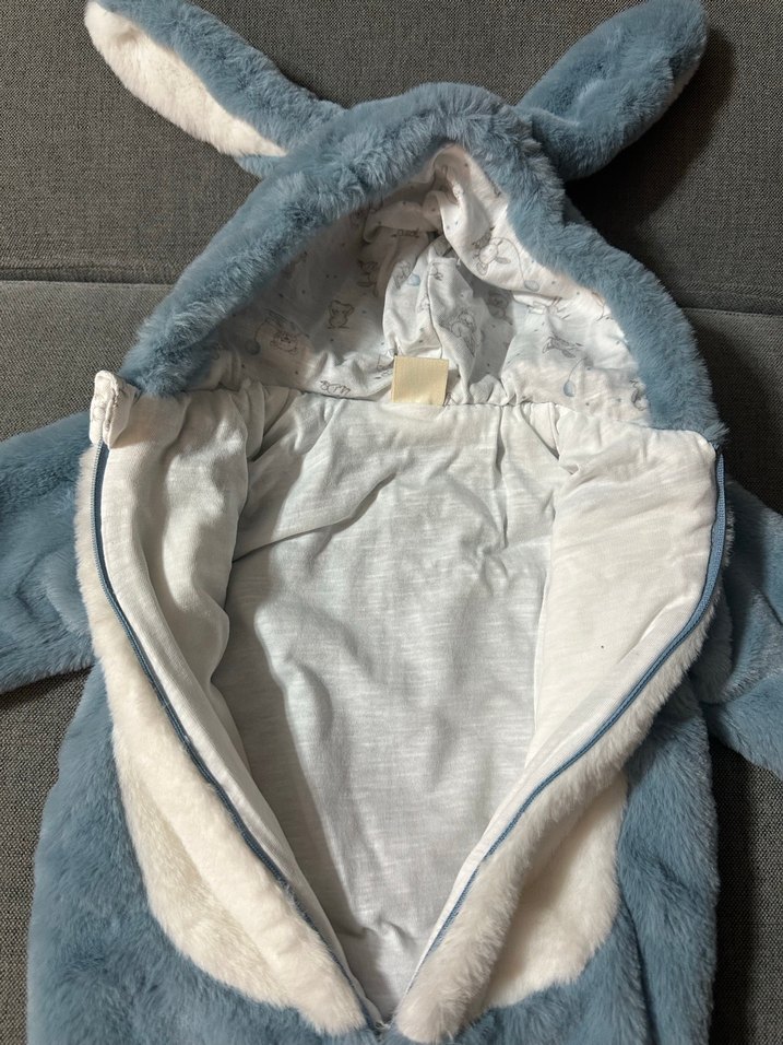 Mavi Peluş Bebek Tulumu Kulaklı - Görsel 2