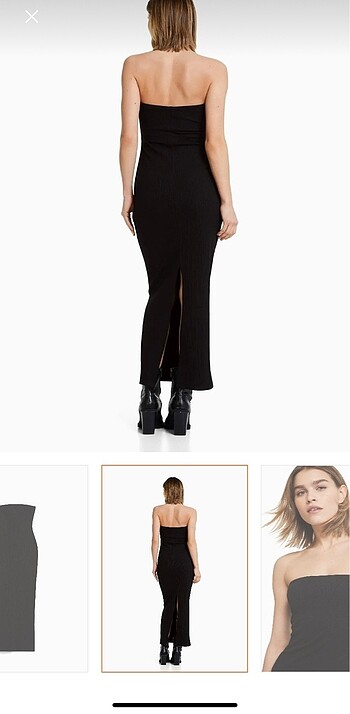 Bershka Siyah Fitilli Elbise