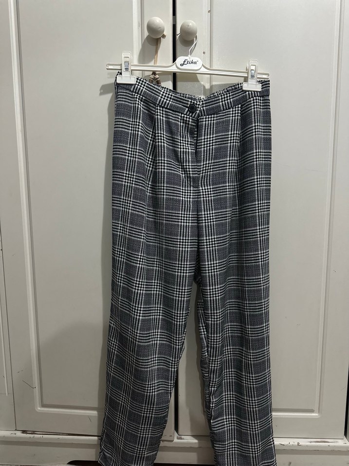 Gri Ekose Kadın Boyfriend Pantolon H&M - Görsel 3