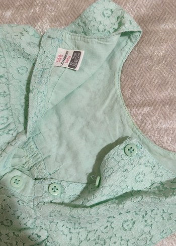 Kız Çocuk Pastel Yeşil Dantel Elbise - Görsel 3