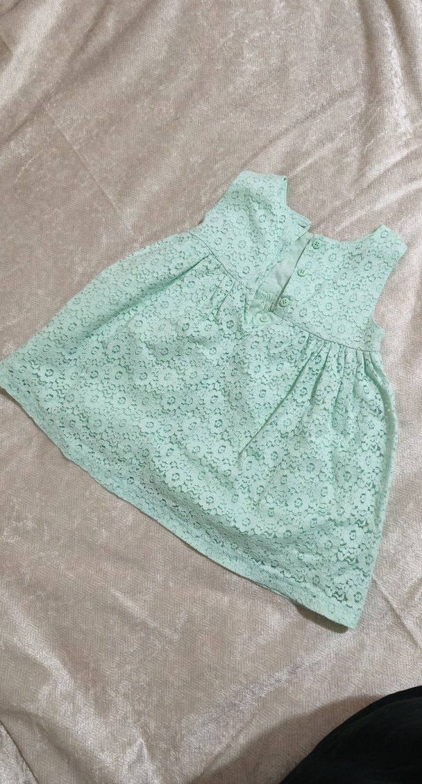 Kız Çocuk Pastel Yeşil Dantel Elbise - Görsel 2