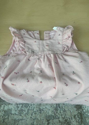 Kız Çocuk Pembe Nakışlı Fırfırlı Elbise - Görsel 2