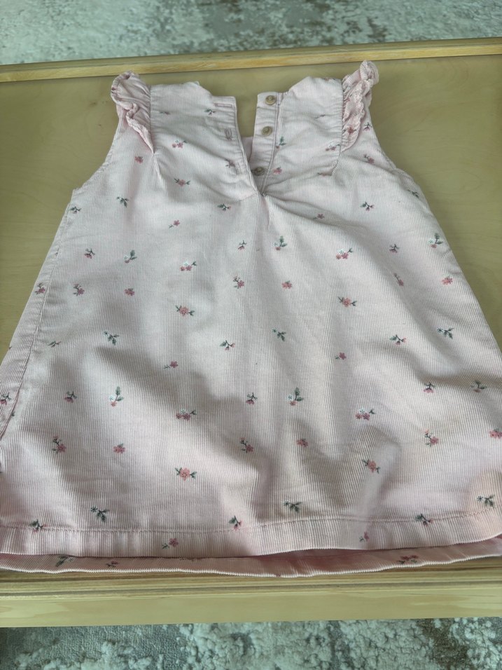 Kız Çocuk Pembe Nakışlı Fırfırlı Elbise - Görsel 4