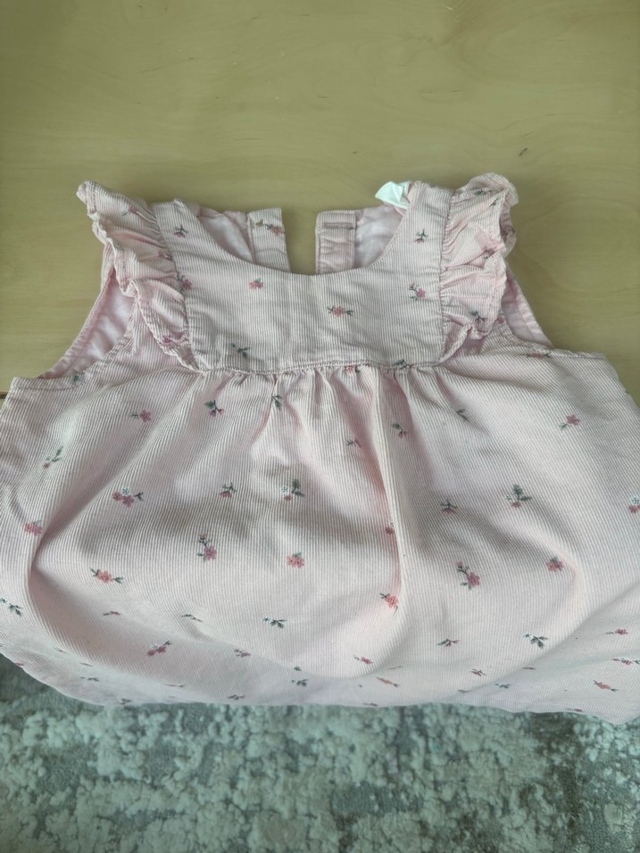 Kız Çocuk Pembe Nakışlı Fırfırlı Elbise - Görsel 2