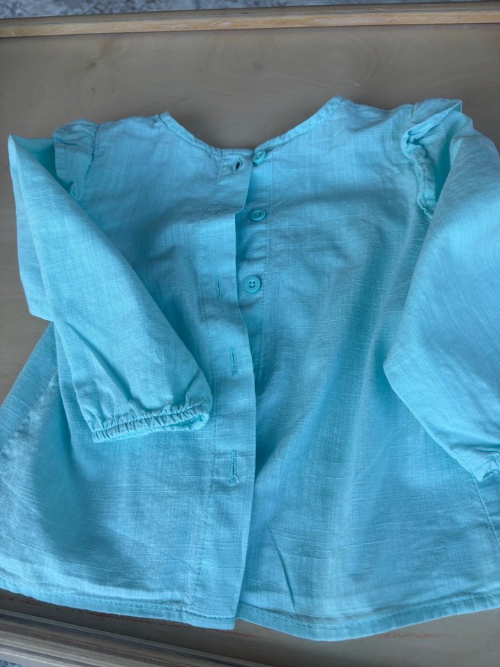 Turkuaz keten gömlek - Görsel 3