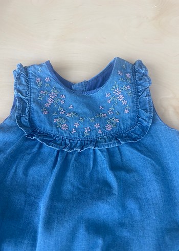 Zara Nakışlı Fırfırlı Kız Çocuk Kot Elbise - Görsel 2