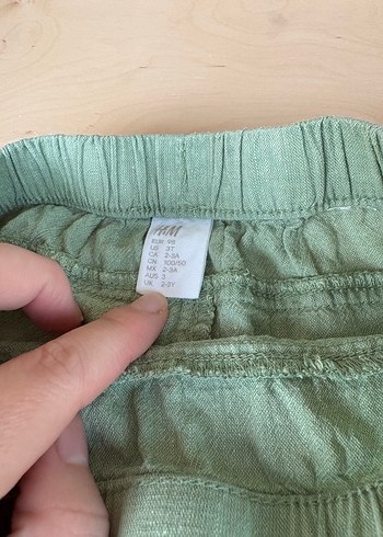 Düğmeli yeşil Erkek Keten Pantolon - Görsel 3