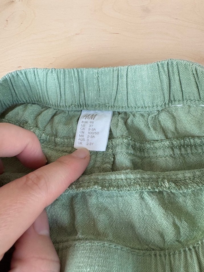 Düğmeli yeşil Erkek Keten Pantolon - Görsel 3