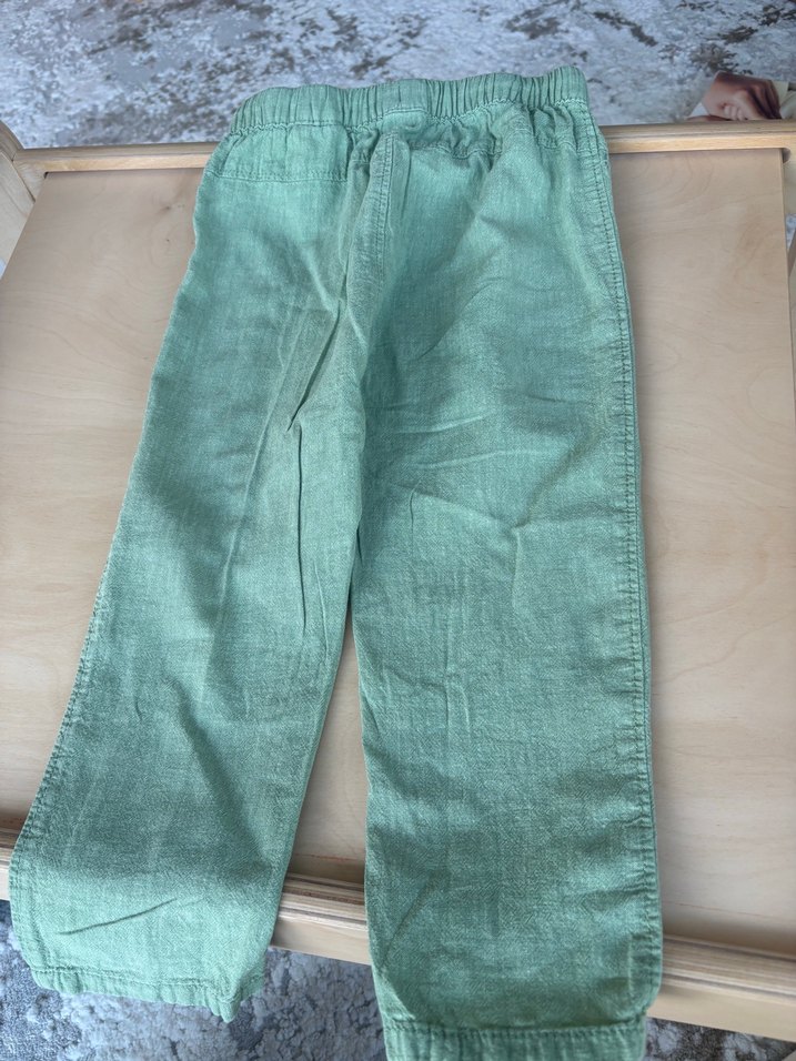 Düğmeli yeşil Erkek Keten Pantolon - Görsel 2