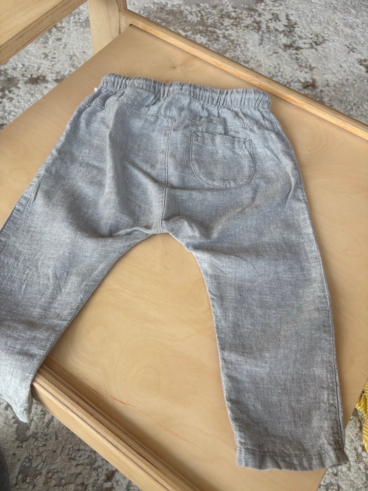 Gri Keten Erkek Çocuk Rahat Pantolon - Görsel 2