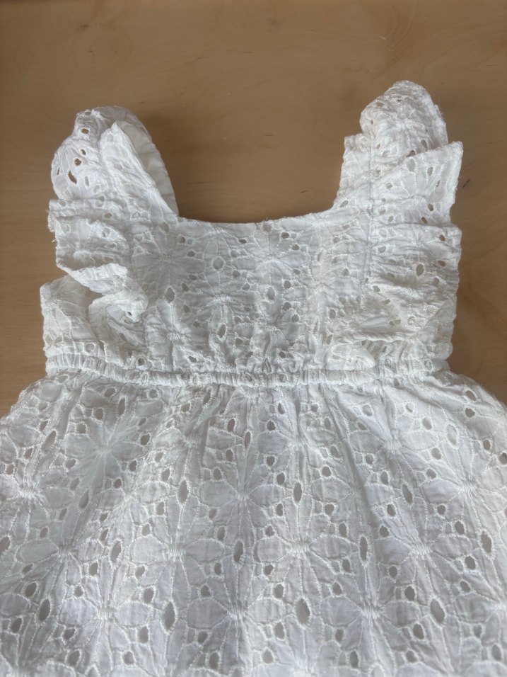 Kız Çocuk Beyaz Dantel Nakışlı Elbise - Görsel 2