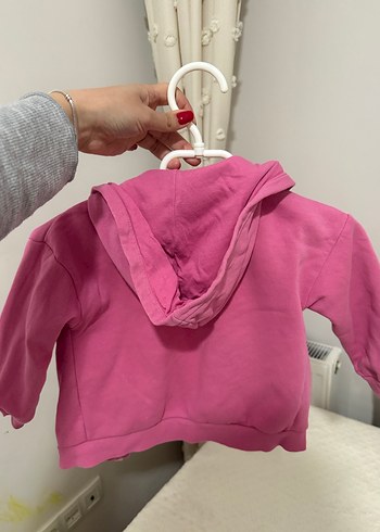 Kız Çocuk Pembe Kapüşonlu Fermuarlı Sweatshirt - Görsel 2