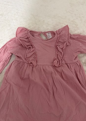 Kız Çocuk Pembe Keten Fırfırlı Elbise - Görsel 2