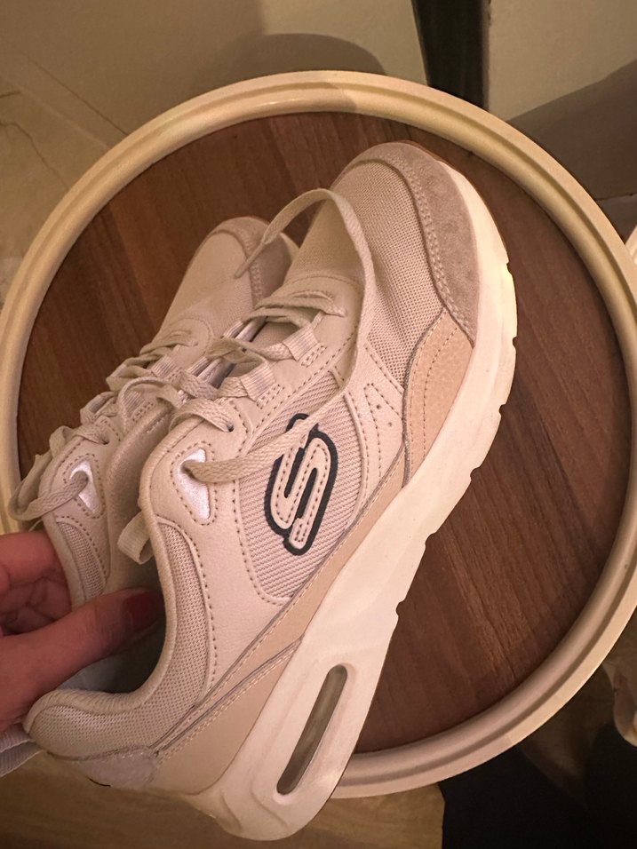 Gri Beyaz Bağcıklı Kadın Spor Ayakkabı - Görsel 4