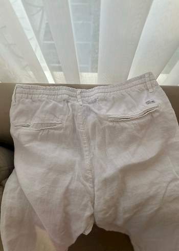 Lacoste Beyaz Rahat Kesim Keten erkek Pantolon - Görsel 2