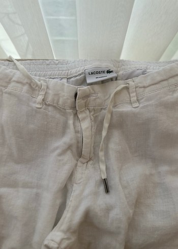 Lacoste Beyaz Rahat Kesim Keten erkek Pantolon - Görsel 3