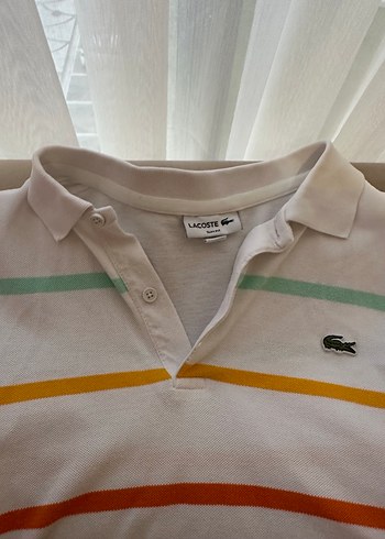 Çok Renkli Hafif Çizgili polo yaka tişört - Görsel 3