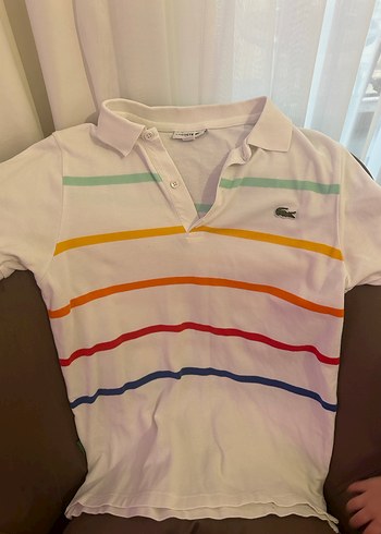 Çok Renkli Hafif Çizgili polo yaka tişört - Görsel 5