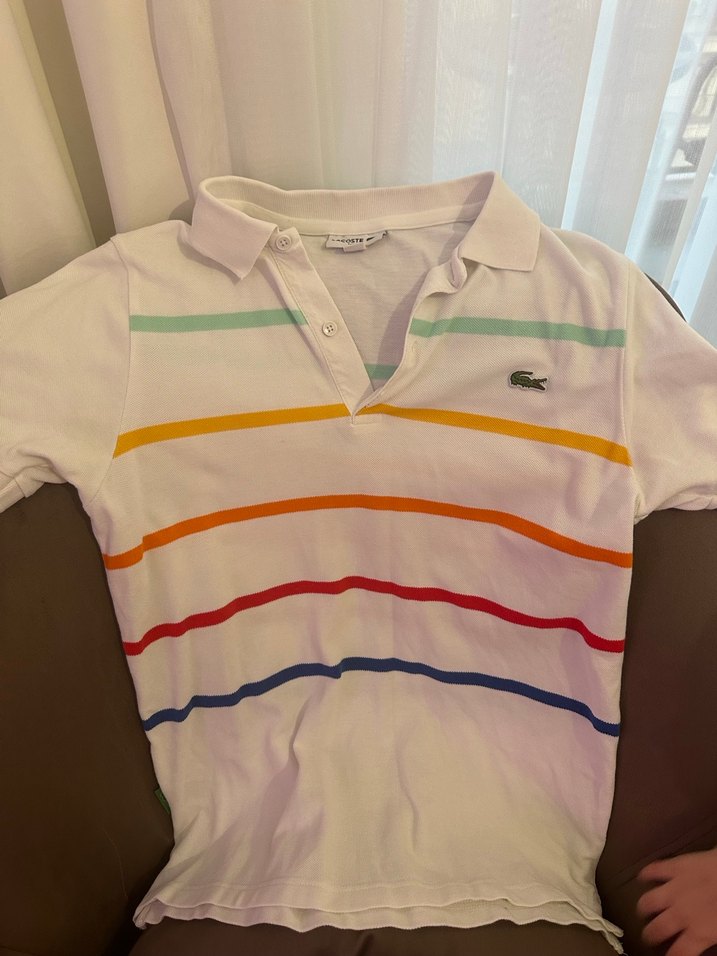 Çok Renkli Hafif Çizgili polo yaka tişört - Görsel 5