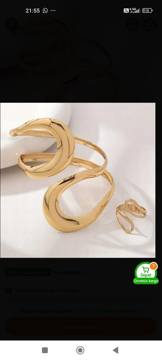 Altın Renk Elastik Kadın Ear Cuff - Görsel 2