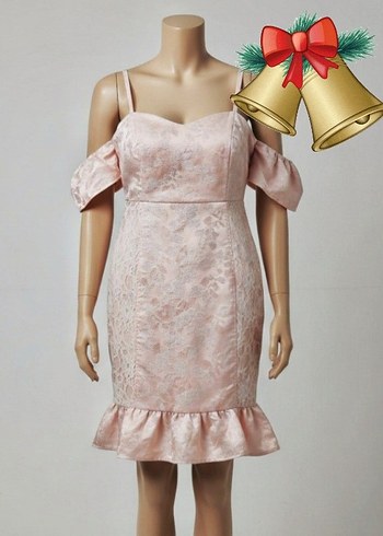 ACİL SATILIK...Pembe Straplez Midi Kokteyl Elbise - Görsel 2