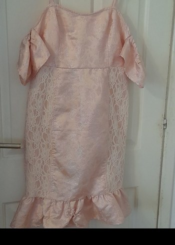 ACİL SATILIK...Pembe Straplez Midi Kokteyl Elbise - Görsel 10