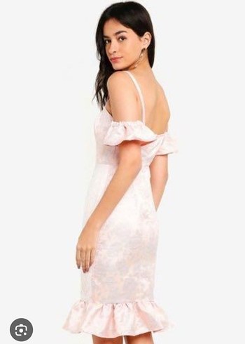 ACİL SATILIK...Pembe Straplez Midi Kokteyl Elbise - Görsel 3