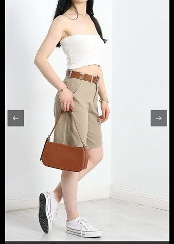 ACİL SATILIK...Kadın Bej Midi Bermuda Şort - Görsel 10