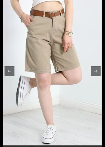 ACİL SATILIK...Kadın Bej Midi Bermuda Şort - Görsel 11