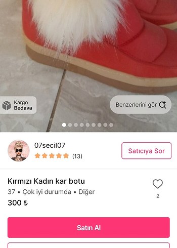 ACİL SATILIK...Kırmızı Kürklü Kadın Kar Çizmesi - Görsel 3