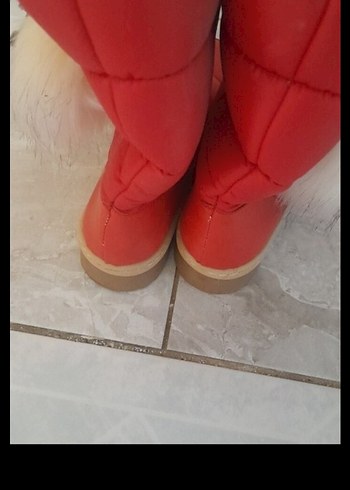 ACİL SATILIK...Kırmızı Kürklü Kadın Kar Çizmesi - Görsel 7